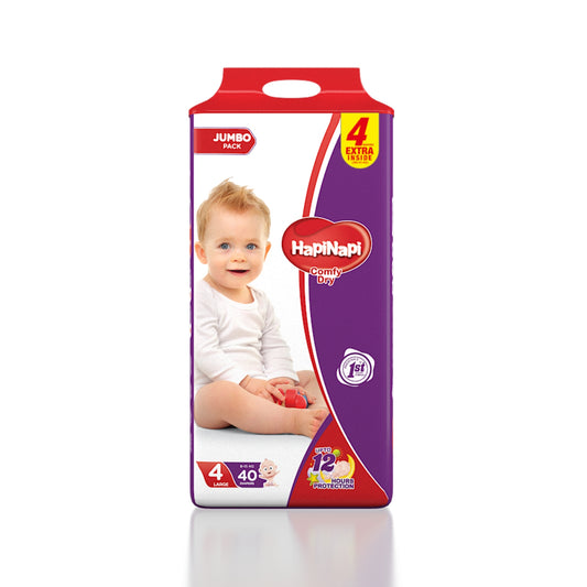 Hapi Napi Baby Diapers, Size 4, Large, 8-15Kg, 40Pcs, Jumbo Pack
