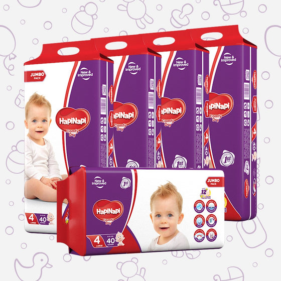 Hapi Napi Baby Diapers, Size 4, Large, 8-15Kg, 40Pcs, Jumbo Pack ( Pack of 5 )