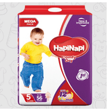 Hapi Napi Baby Diapers, Size 5, X-Large, 15+Kg, 56Pcs, Mega Pack - hapinapistore