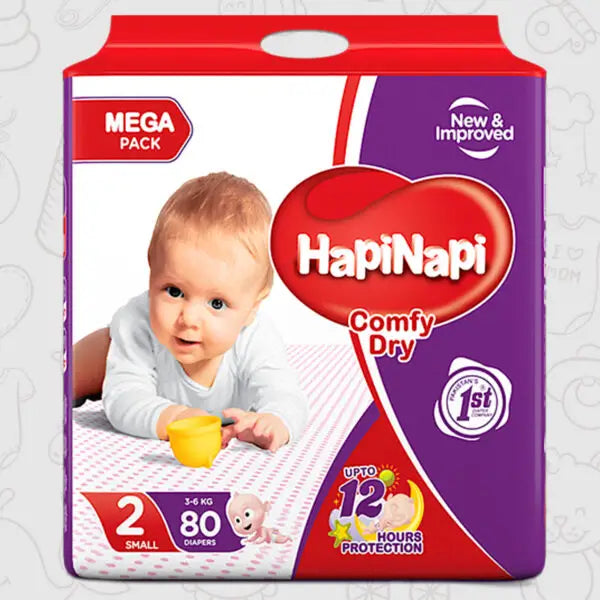 Hapi Napi Diaper Size 2 Small 3-6Kg 80Pcs Mega Pack